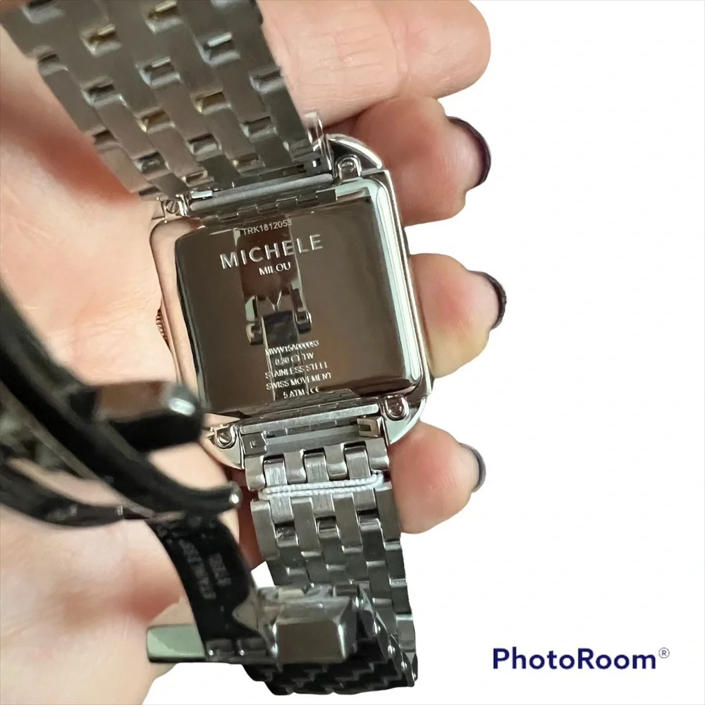 NEW Michele watch Milou two-tone pave diamond bezel 0.30 CTW bracelet band - Picture 4 of 6